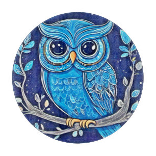Tabla De Cortar Whimsical Chalk Owl