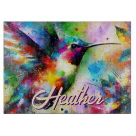 Tabla De Cortar Whimsical Colorous Hummingbird Bird Personalizado