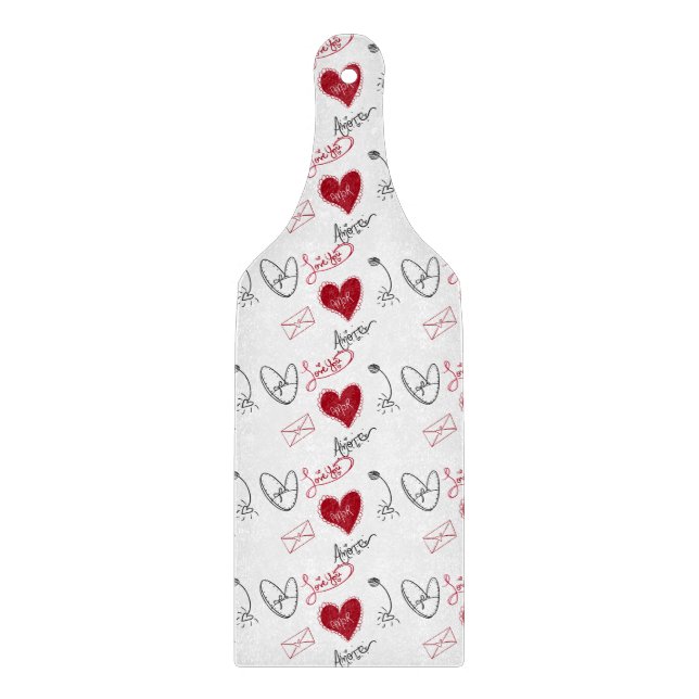 Tabla De Cortar Whimsical Doodles Hand Drawn Valentines Day  (Anverso)