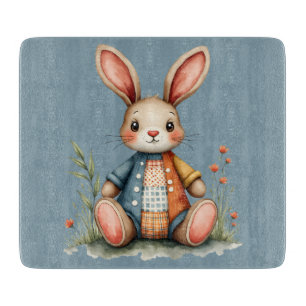 Tabla De Cortar Whimsical Patchwork Bunny Cottagecore Woodland