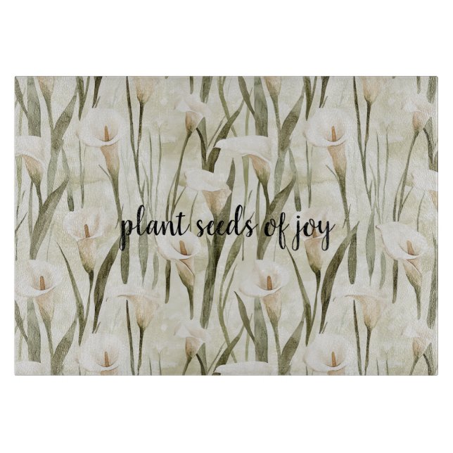 Tabla De Cortar White Calla Lily Floral Joy (Anverso)