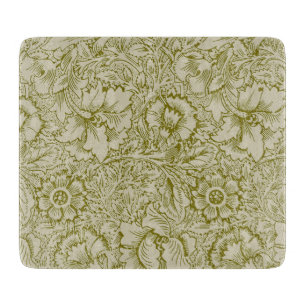 Tabla De Cortar William Morris Poppy Classic Floral Green