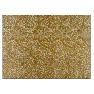 Tabla De Cortar William Morris Rosa y Flor de Cardo Dorado