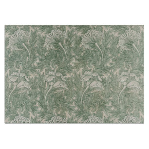 Tabla De Cortar William Morris Verde Salvia Patrón de Tulipán: Vin