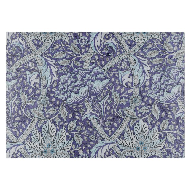 Tabla De Cortar William Morris Windrush patrón floral azul (Anverso)
