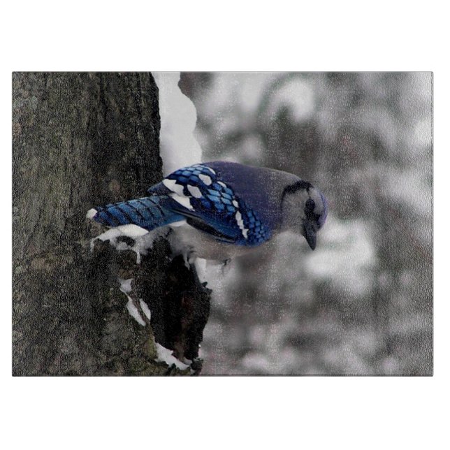 Tabla De Cortar Winter Blue Jay (Anverso)
