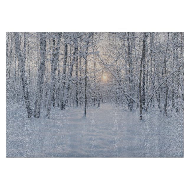 Tabla De Cortar Winter Sunlight in Quiet Birch Forest (Anverso)