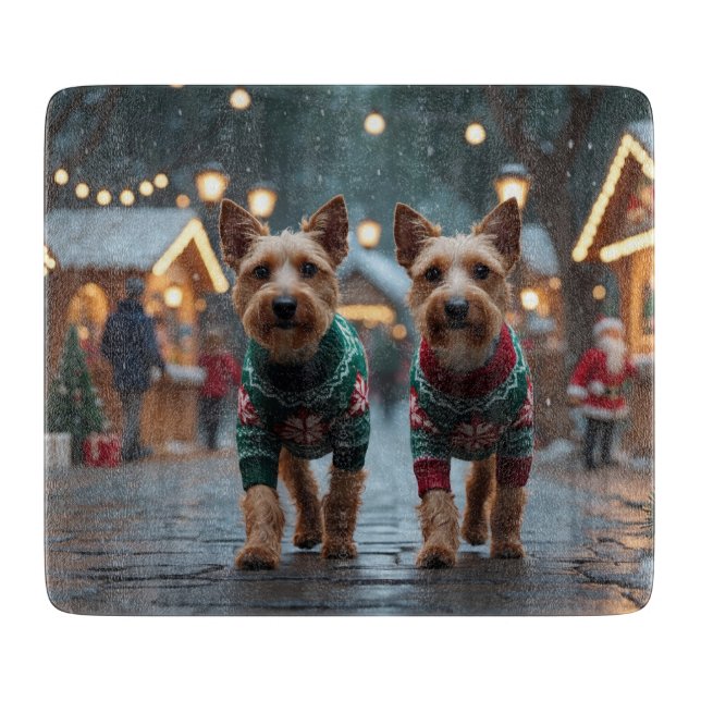 Tabla De Cortar Wire Fox Terrier Dogs Christmas Snow Holiday (Anverso)