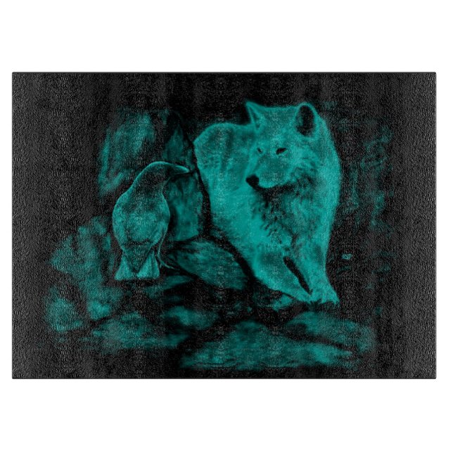 Tabla De Cortar Wolf y Raven en la noche (Anverso)