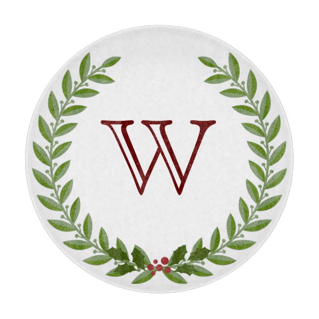 Tabla De Cortar Wreath con monograma (Anverso)