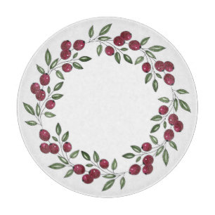 Tabla De Cortar Wreath de Berries Rojas