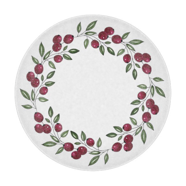 Tabla De Cortar Wreath de Berries Rojas (Anverso)