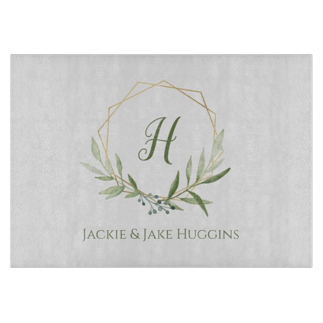 Tabla De Cortar Wreath de vegetación geométrica (Anverso)