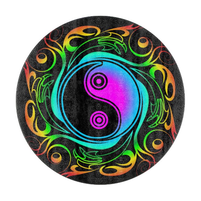 Tabla De Cortar Yin Yang Psychedeld Rainbow Tattoo (Anverso)