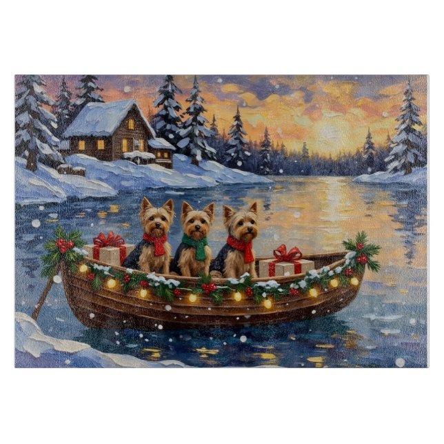 Tabla De Cortar Yorkipoo Christmas Boat Holiday (Anverso)