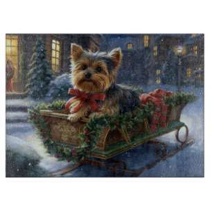 Tabla De Cortar Yorkshire Terrier Temporada Navideña Festiva