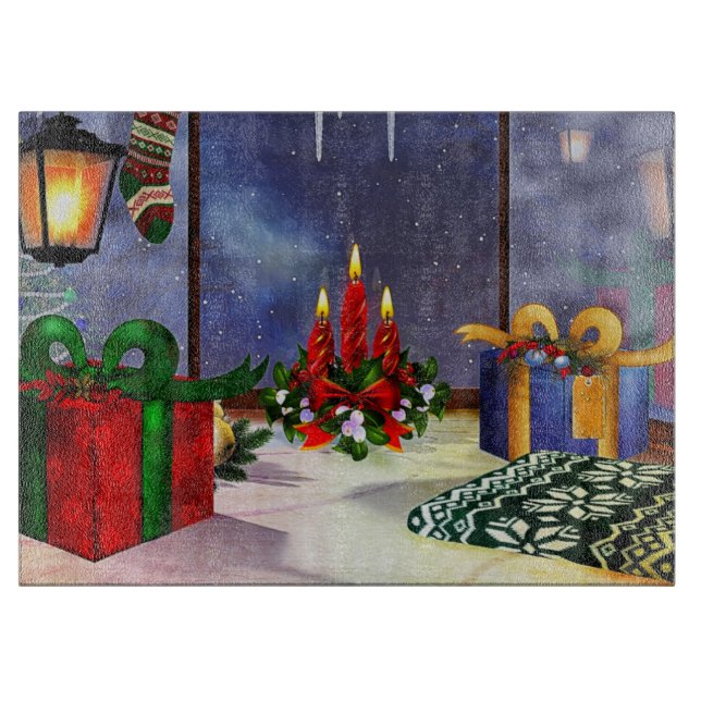 Tabla De Cortar Yule Time Reflexiones Holiday Art (Anverso)