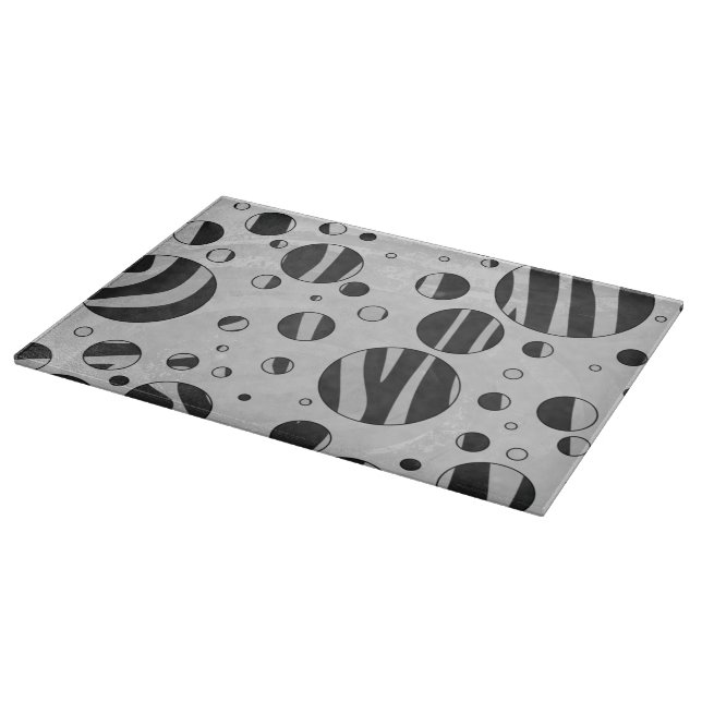 Tabla De Cortar Zebra Polka Dot negro y gris claro (Borde)