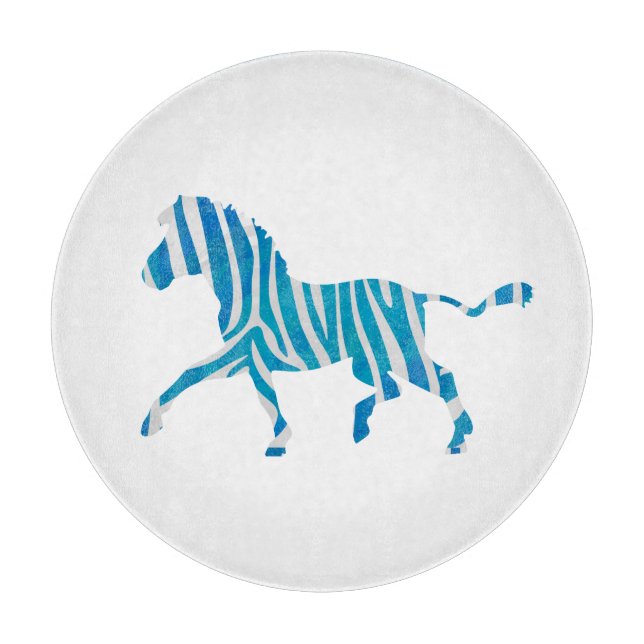 Tabla De Cortar Zebra Silhouette azul y blanco (Anverso)