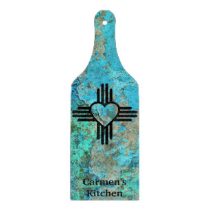 Tabla De Cortar Zia Heart Turquoise Nuevo México al Sudoeste