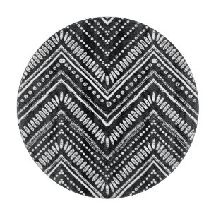 Tabla De Cortar Zigzag Stripes: Étnica de mano detenida