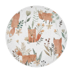 Tabla De Cortar zorros en praderas: sin foco acuarela