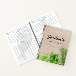 Tabla de corte de madera para libro de recetas de 