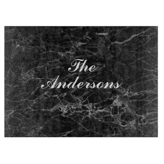 TABLA DE CORTE DE MÁRMOL NEGRO PERSONALIZADA (Anverso)