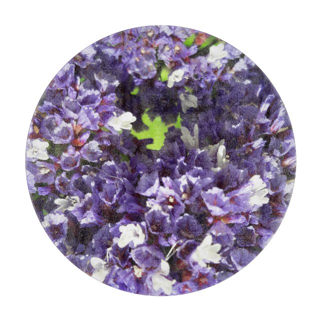 Tabla de corte de vidrio floral redonda (Anverso)