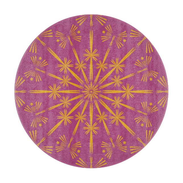 Tabla de corte de vidrio retro Mandala Boysenberry (Anverso)