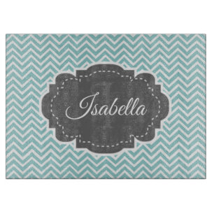Tabla de corte personalizada de Chevron verde azul