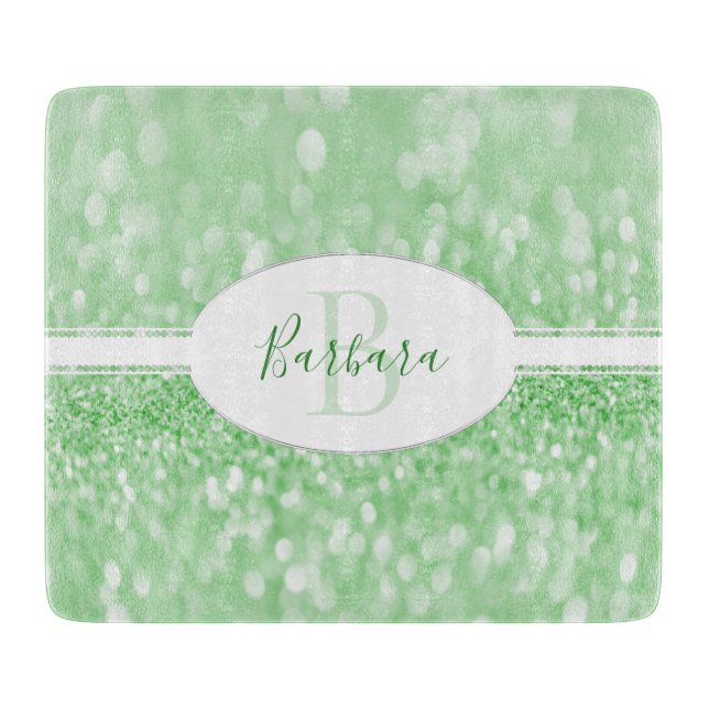 Tabla de corte personalizada de Purpurina verde (Anverso)