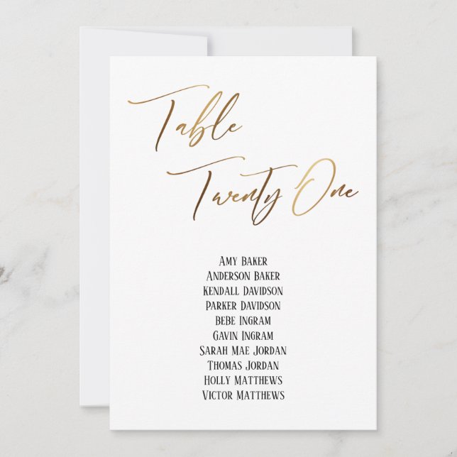 Tabla de escritura a mano de oro Tabla de asientos (Anverso)