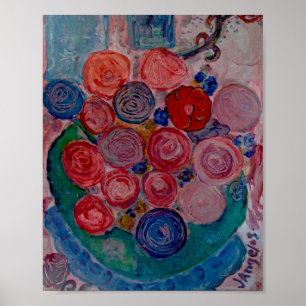 Tabla de flores de impresión originales vintage Ve