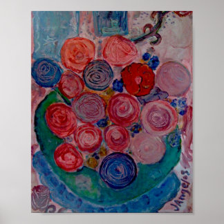 Tabla de flores de impresión originales vintage Ve