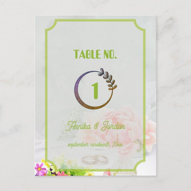 Tabla de invitación a la boda verde real sin cosec (Anverso)