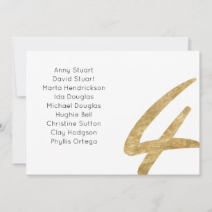 Tabla de oro 4 número de tabla Boda tarjeta de asi