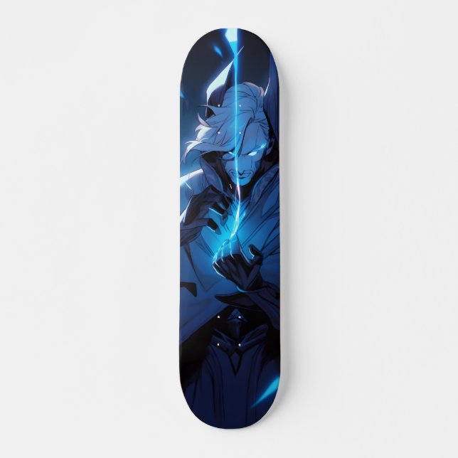 Tabla de Skate Anime Azul con Poderes Mágicos  (Anverso )