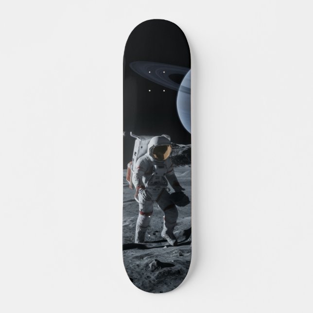 Tabla de Skate Astronauta Caminando en la Luna (Anverso )
