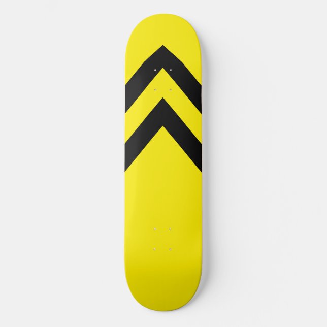 Tabla de skate con chevrones amarillos y negros (Anverso)