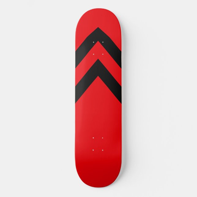 Tabla de skate con chevrones rojos y negros (Anverso)