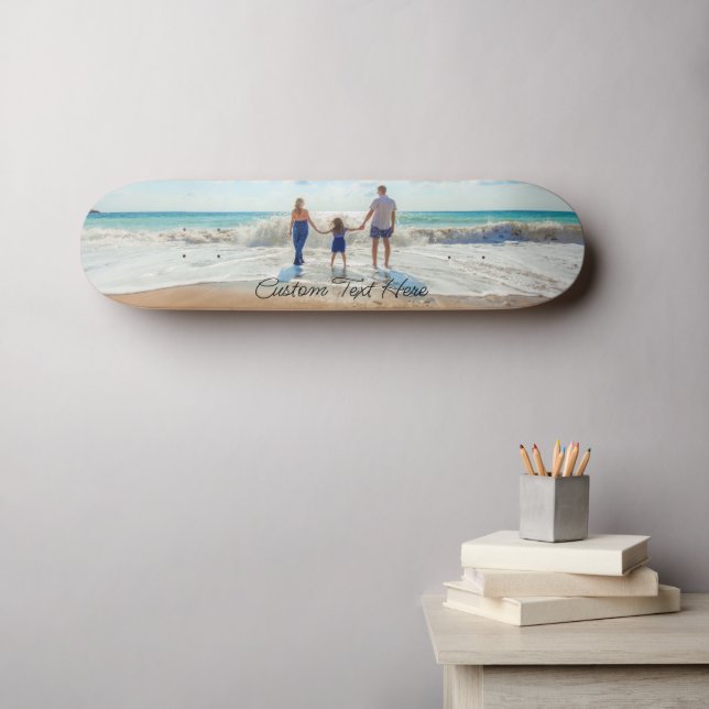 Tabla de skate con foto familiar y texto personali (Arte de pared (horz))