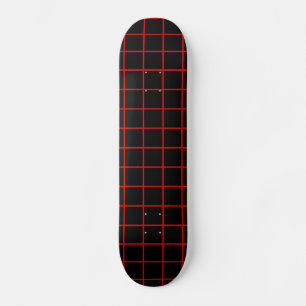 Tabla de skate con patrón de rejilla rojo y negro