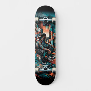 Tabla de skate de arte callejero de tecnología ret