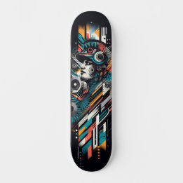 Tabla de skate de arte callejero de tecnología ret