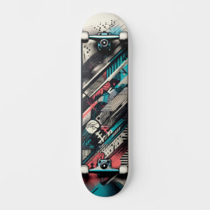 Tabla de skate de arte callejero de tecnología ret