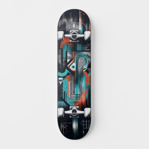 Tabla de skate de arte callejero de tecnología ret