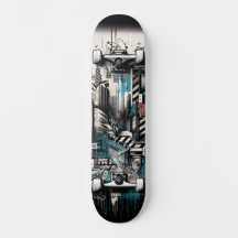 Tabla de skate de arte callejero de tecnología ret