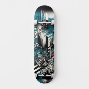 Tabla de skate de arte callejero retro-futurista 1