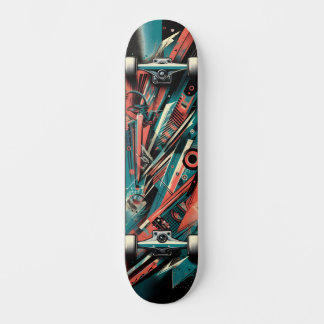 Tabla de skate de arte callejero retro-futurista 3